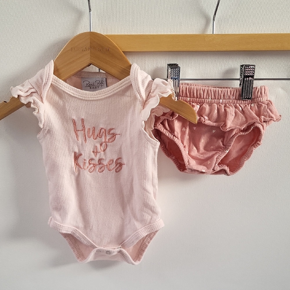 Rene Rofe Baby Pink Cotton Bodysuit Set